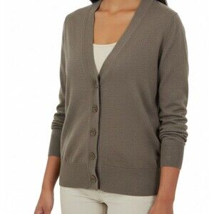Banana Republic Extra Fine Wool Cardigan Sweater Women XS Petite Brown Academia